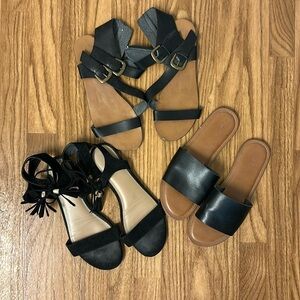 Size 9 black sandals bundle